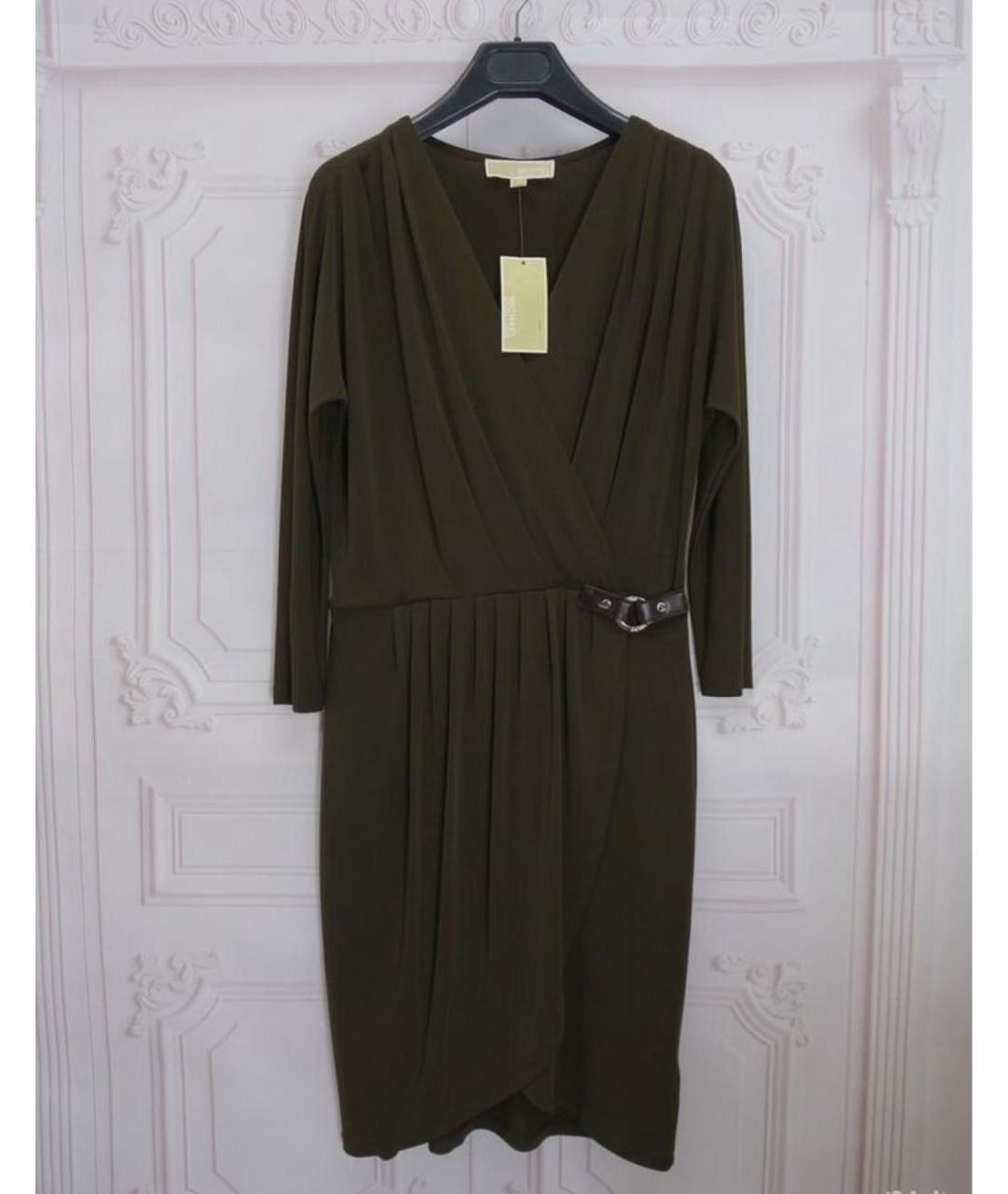 MICHAEL MICHAEL KORS Хаки полиэстеровое платье, фото 6
