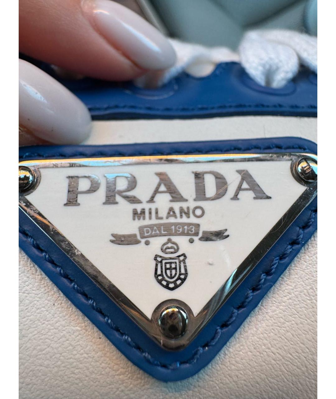 PRADA Белые кожаные кеды, фото 5