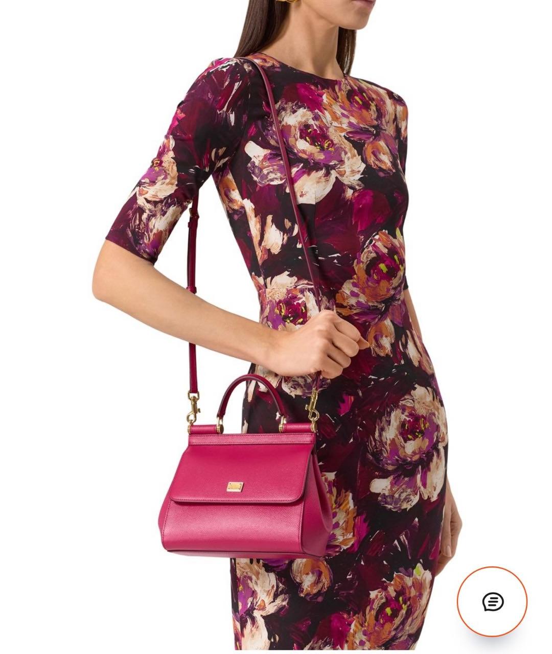DOLCE&GABBANA Фуксия кожаная сумка с короткими ручками, фото 2