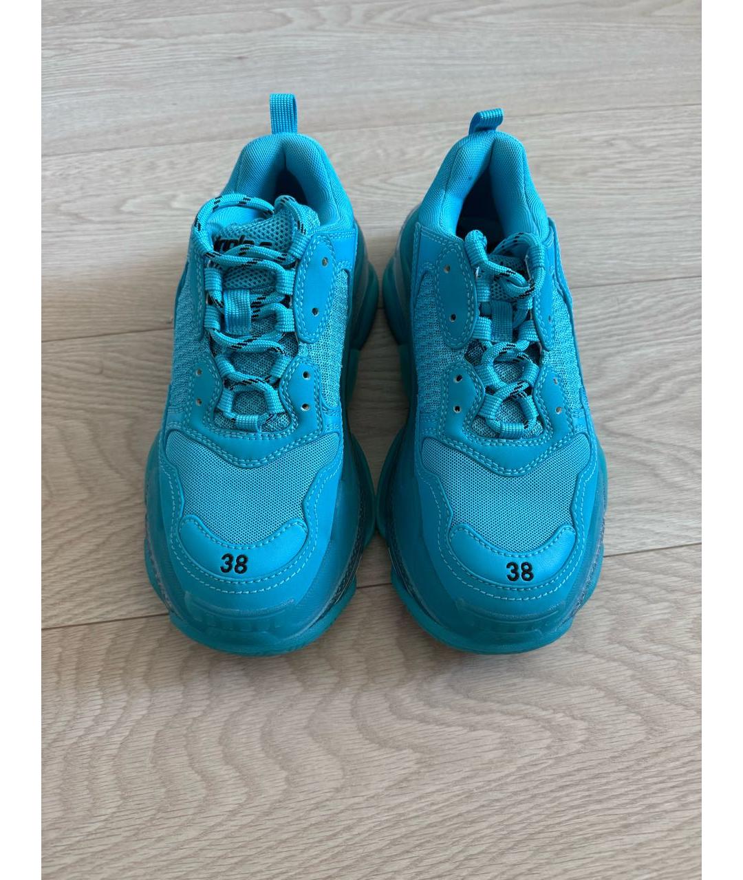 BALENCIAGA Бирюзовые текстильные кроссовки, фото 2
