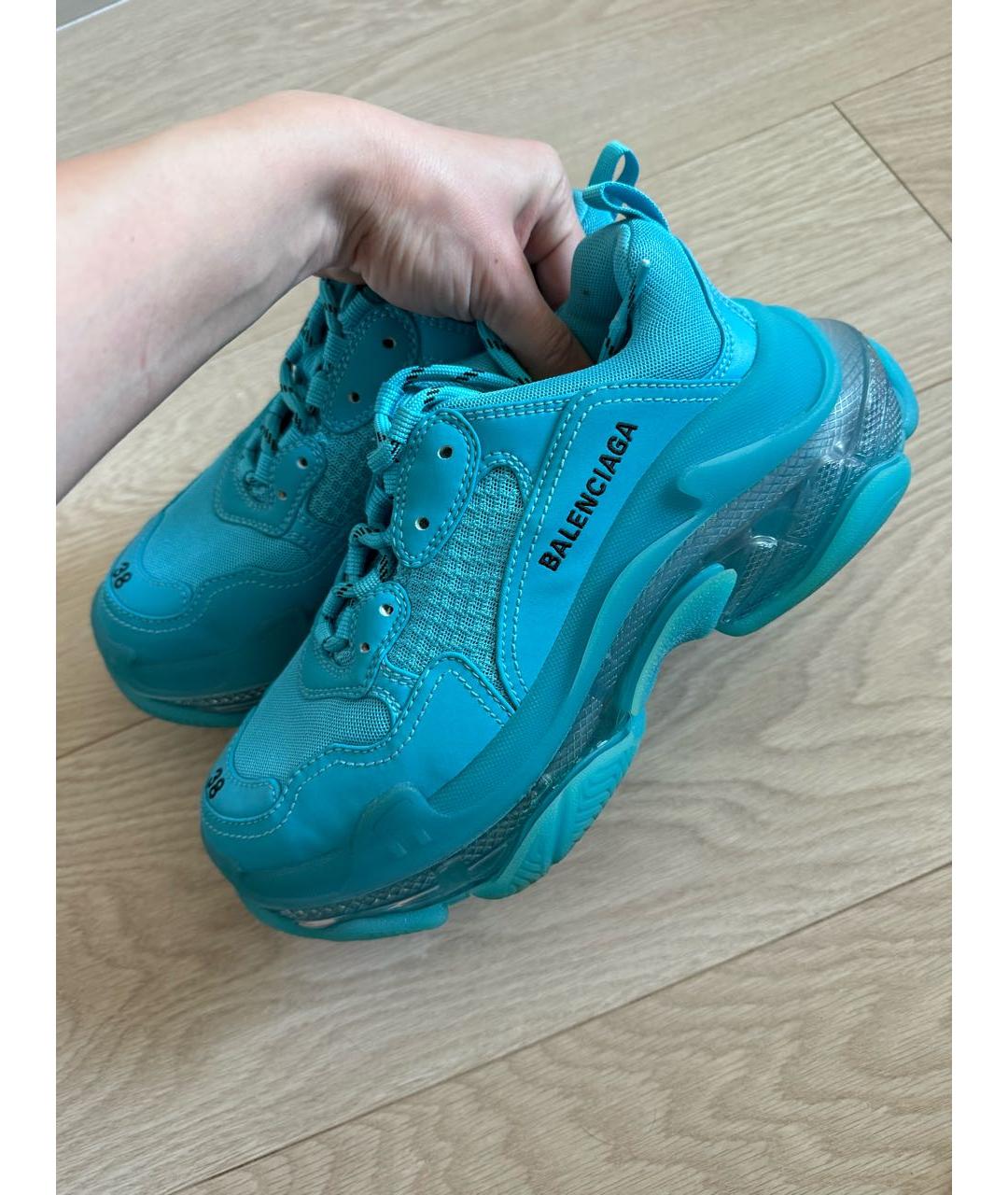 BALENCIAGA Бирюзовые текстильные кроссовки, фото 8