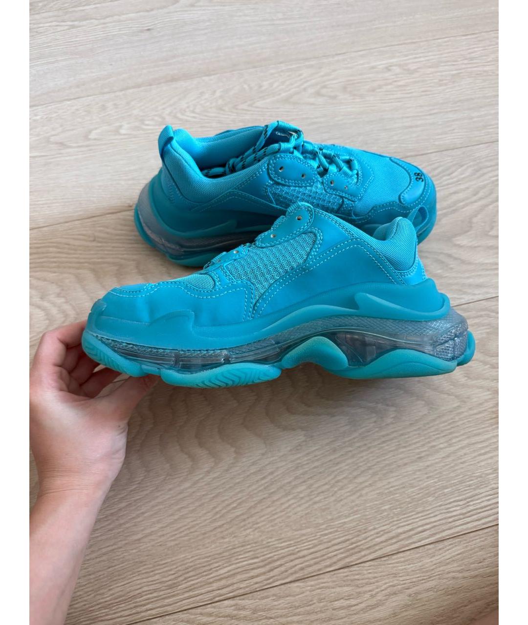 BALENCIAGA Бирюзовые текстильные кроссовки, фото 7