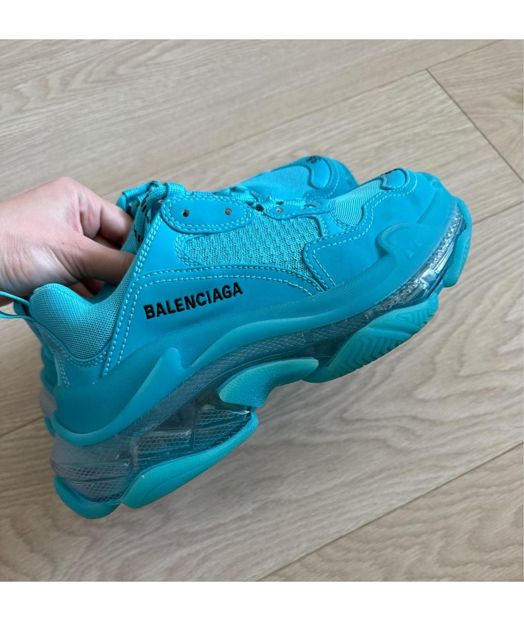 BALENCIAGA Бирюзовые текстильные кроссовки, фото 9
