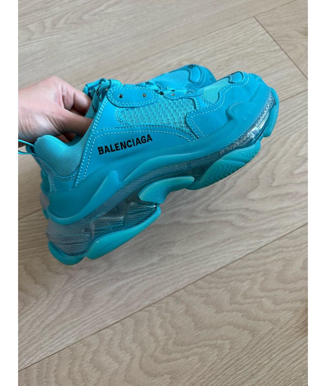 BALENCIAGA Бирюзовые текстильные кроссовки, фото 6
