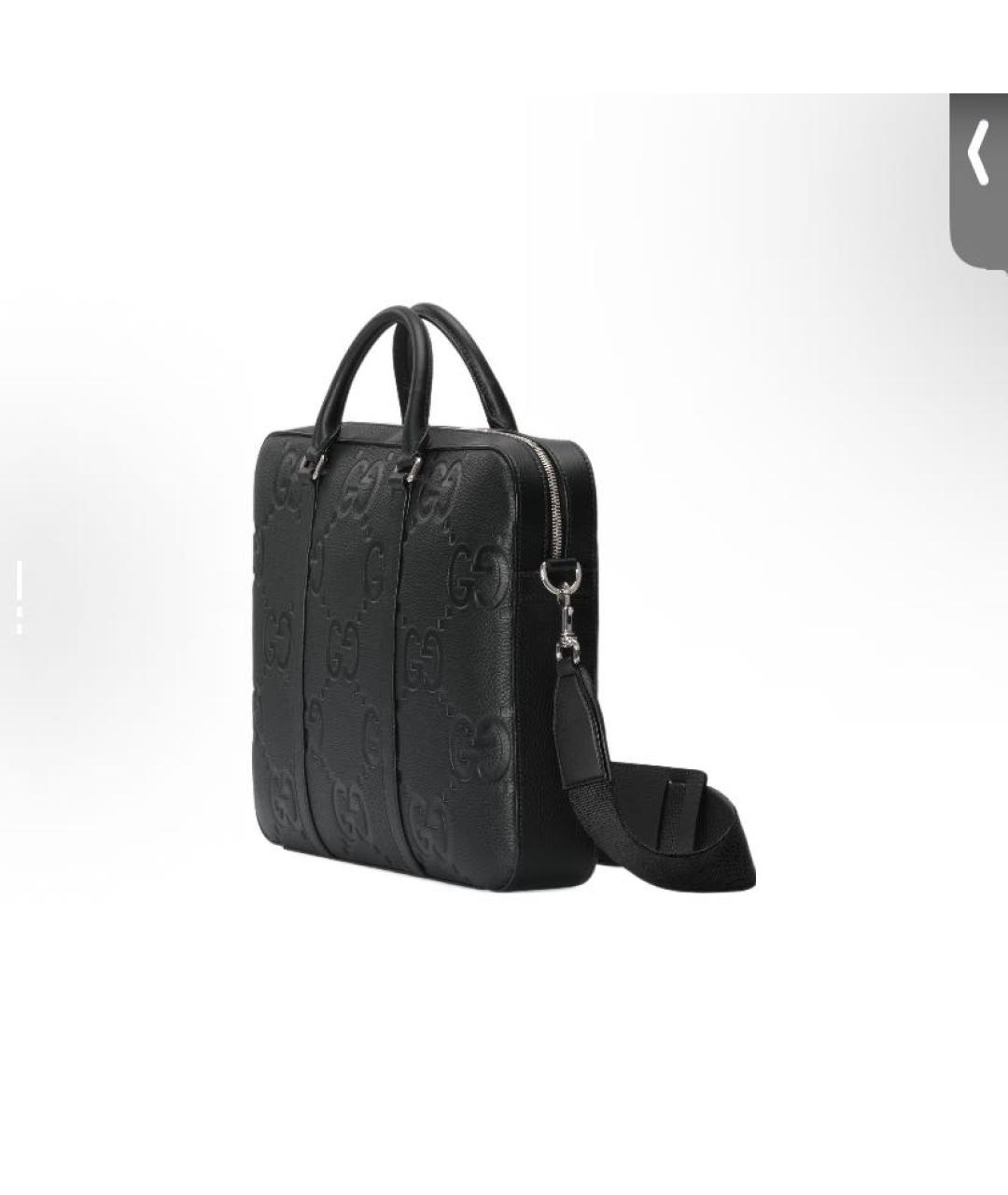 GUCCI Черный кожаный портфель, фото 2