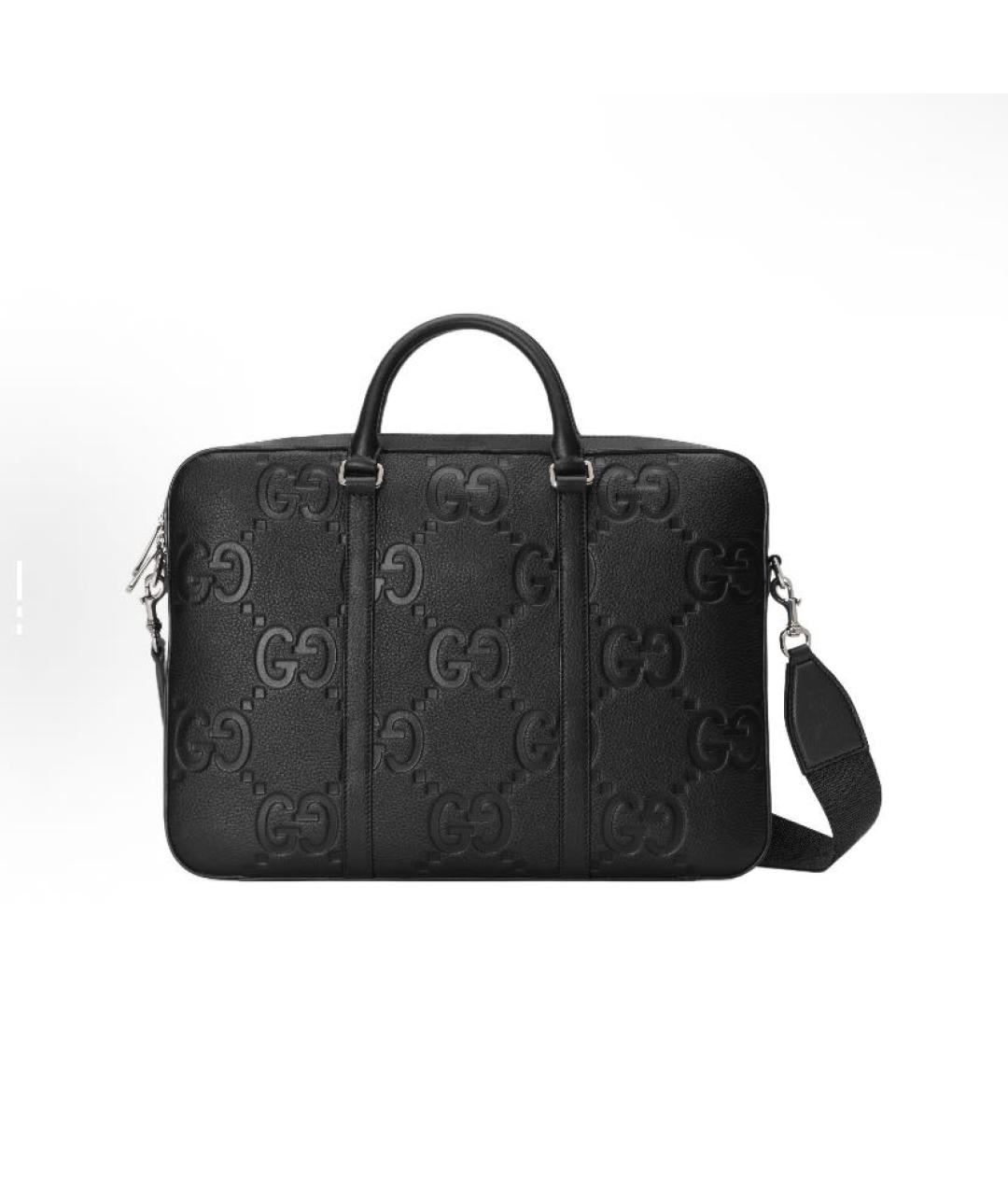 GUCCI Черный кожаный портфель, фото 3