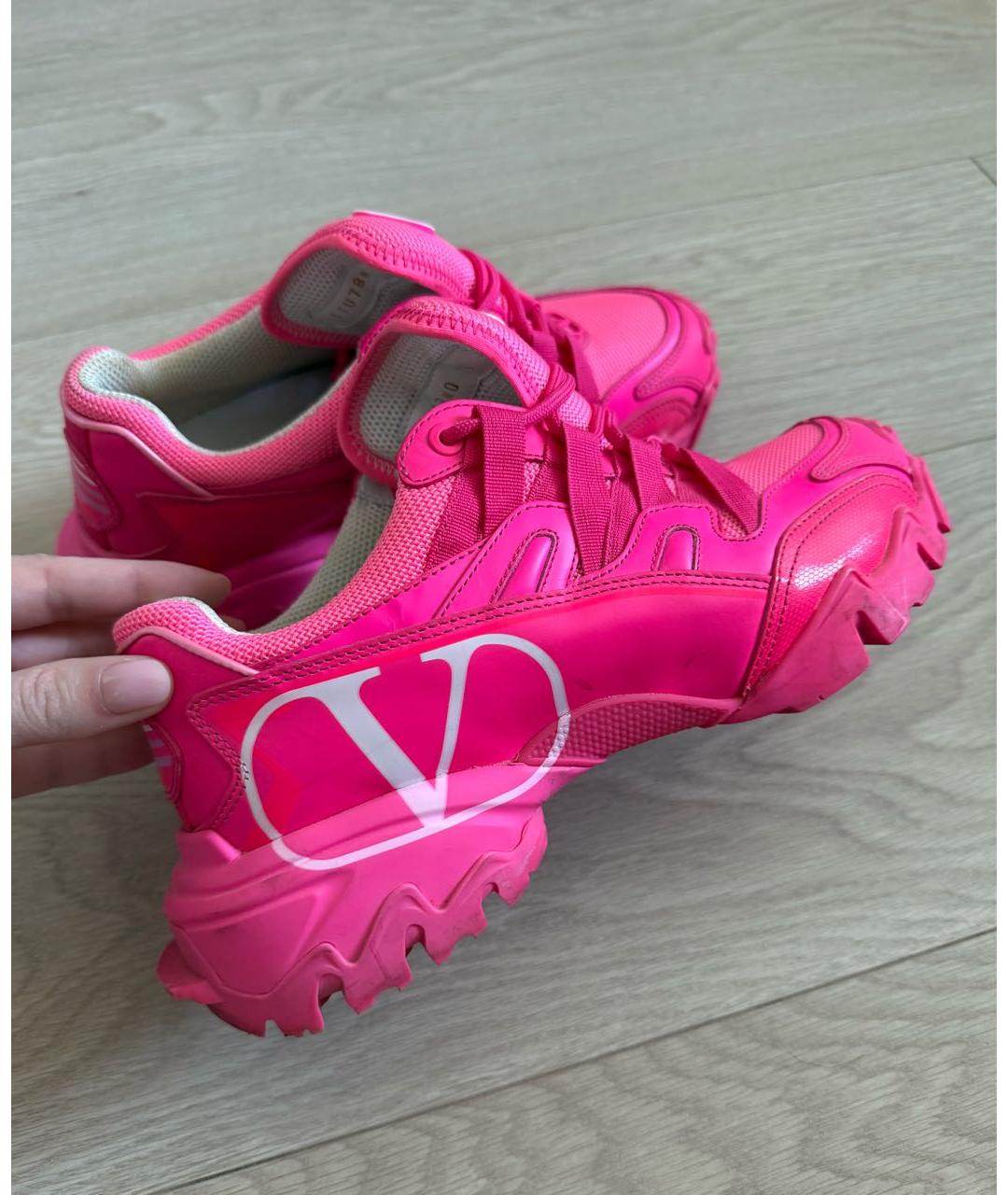 VALENTINO Розовые текстильные кроссовки, фото 8