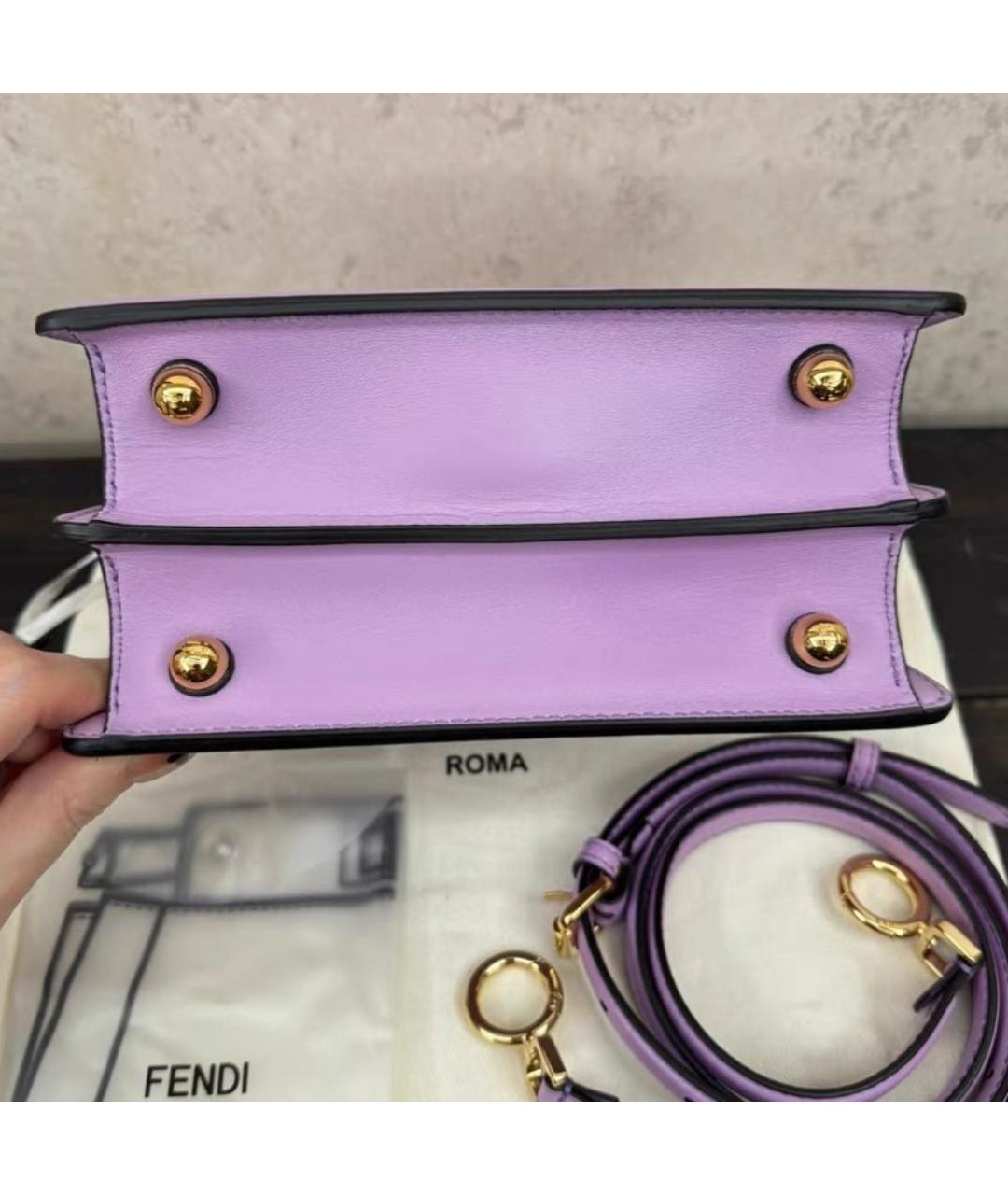 FENDI Фиолетовая кожаная сумка тоут, фото 4