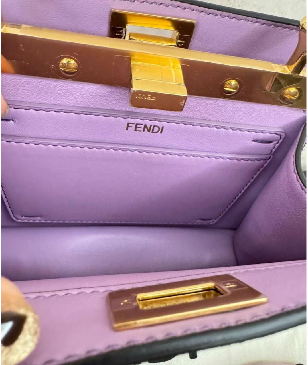FENDI Фиолетовая кожаная сумка тоут, фото 5