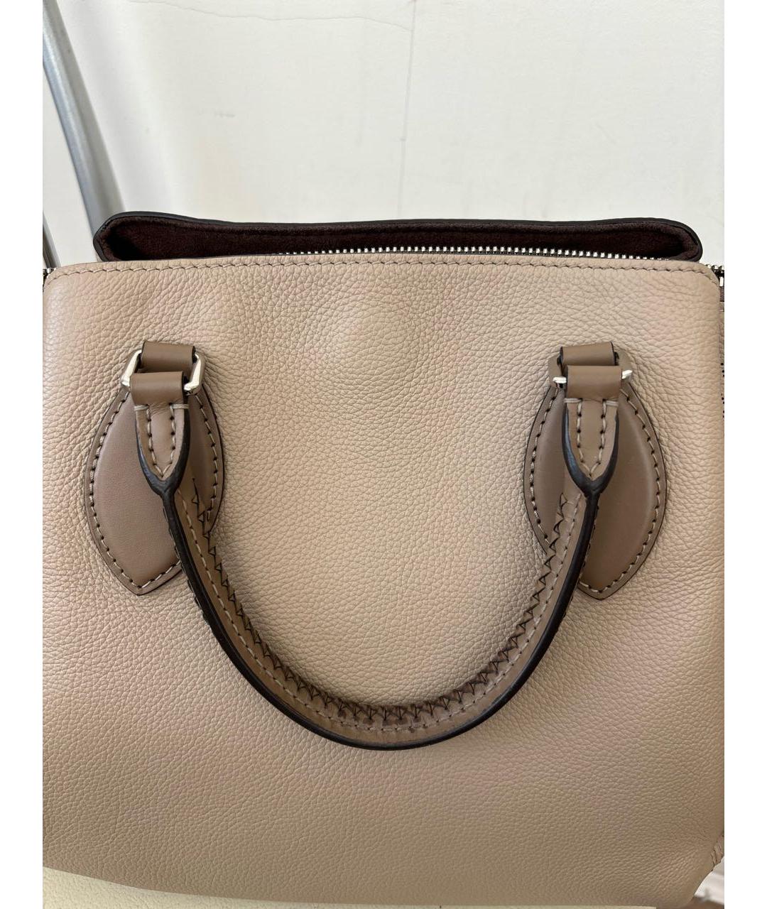 LOUIS VUITTON Бежевая кожаная сумка с короткими ручками, фото 7