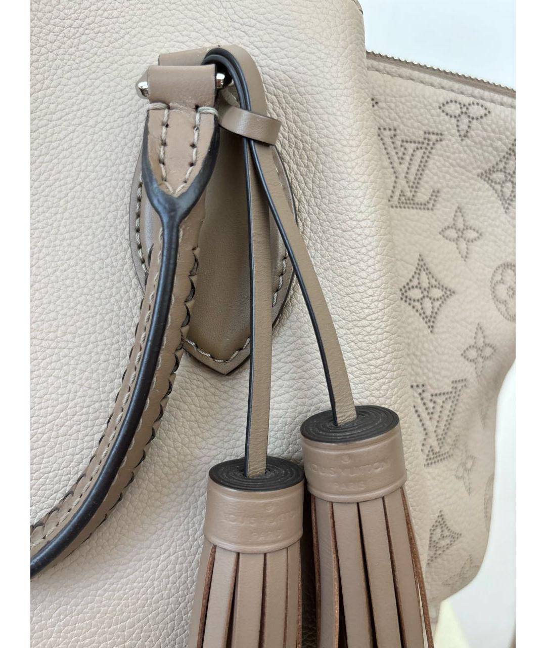 LOUIS VUITTON Бежевая кожаная сумка с короткими ручками, фото 8