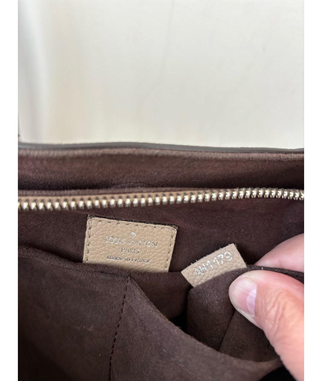 LOUIS VUITTON Бежевая кожаная сумка с короткими ручками, фото 5