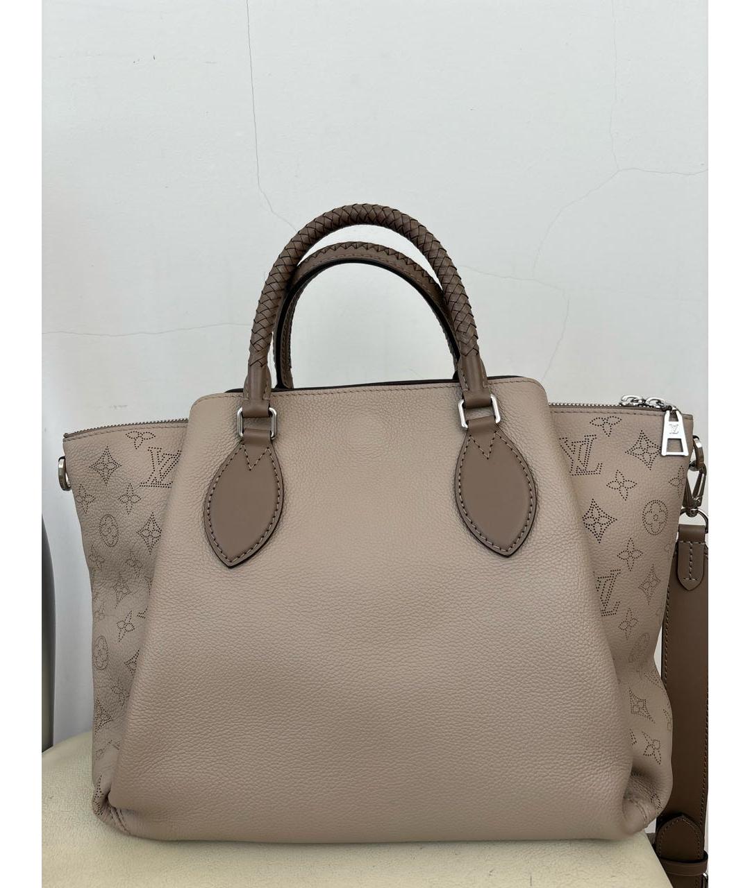 LOUIS VUITTON Бежевая кожаная сумка с короткими ручками, фото 3