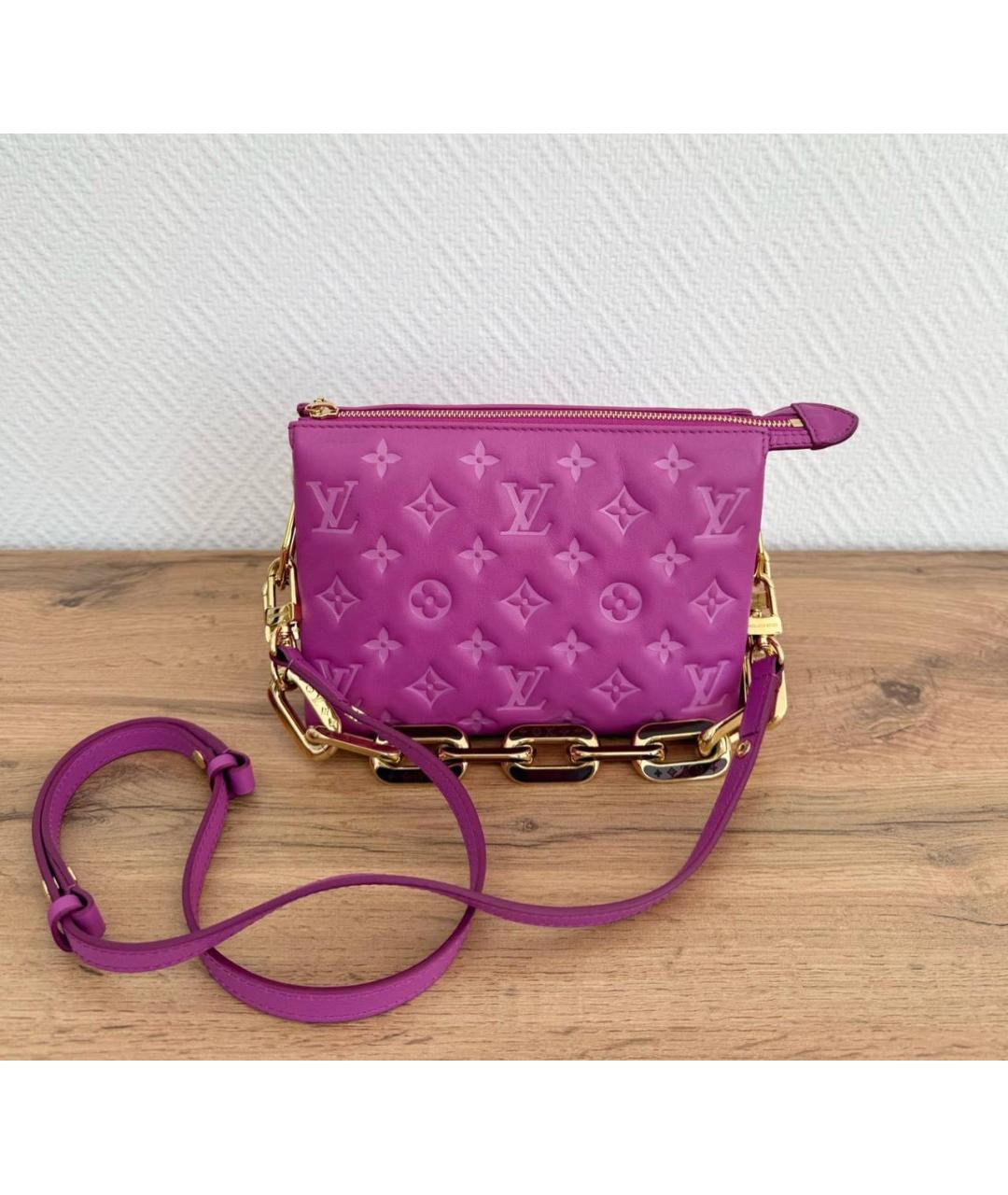 LOUIS VUITTON Фуксия кожаная сумка через плечо, фото 4