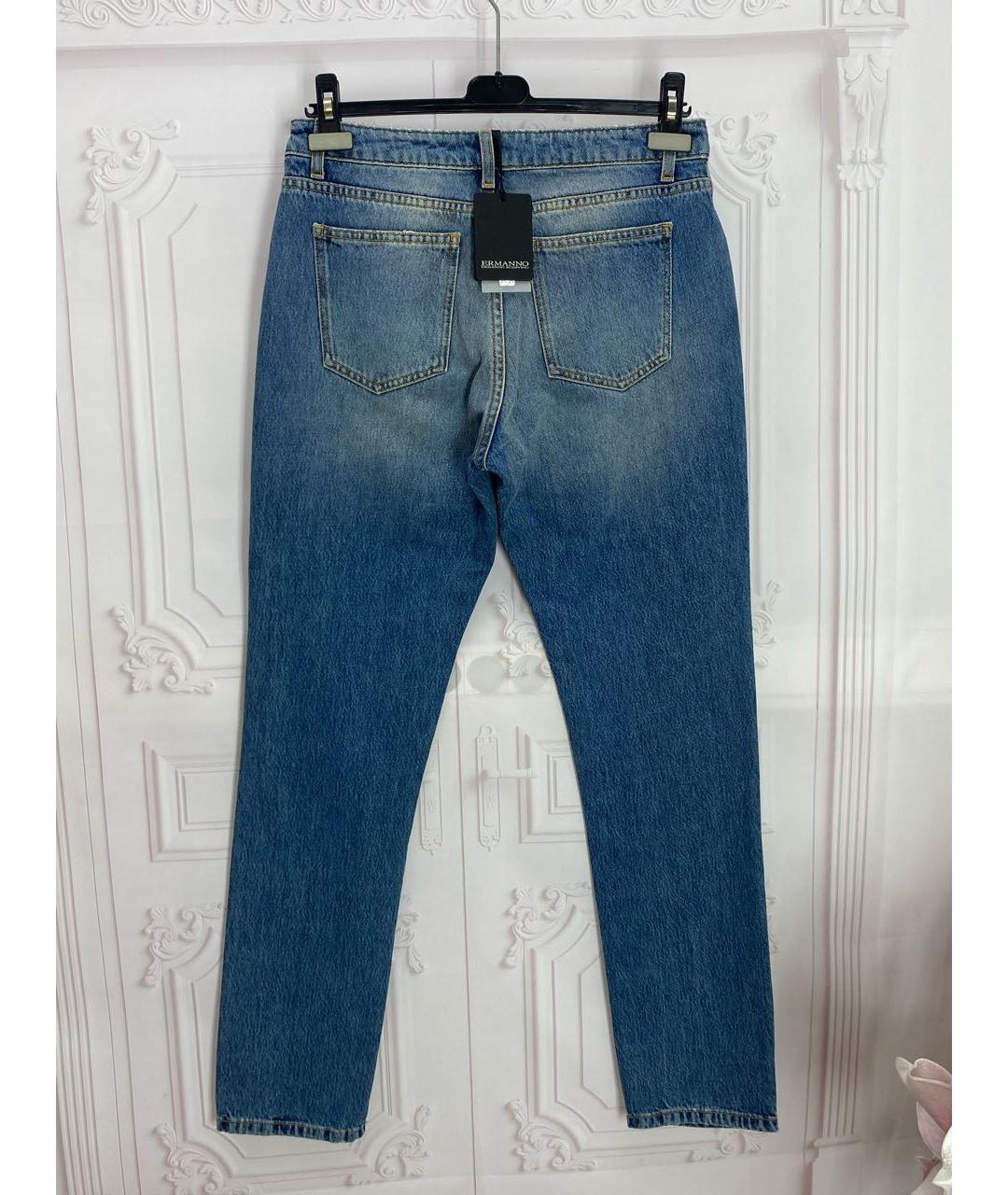 ERMANNO SCERVINO Голубые хлопковые прямые джинсы, фото 2