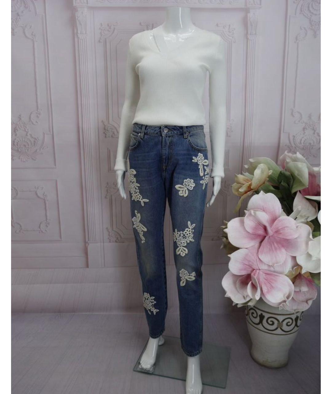 ERMANNO SCERVINO Голубые хлопковые прямые джинсы, фото 5