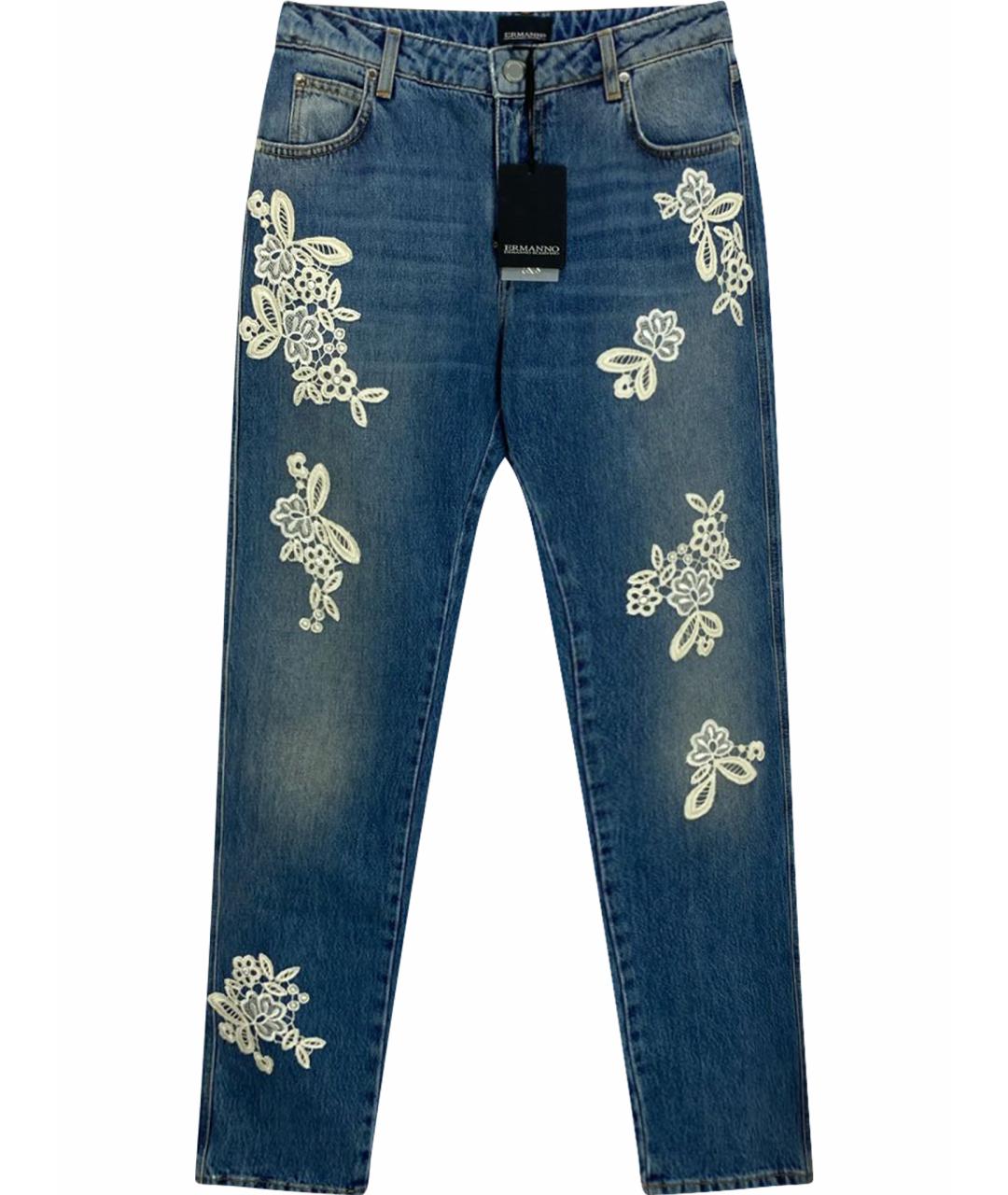ERMANNO SCERVINO Голубые хлопковые прямые джинсы, фото 1