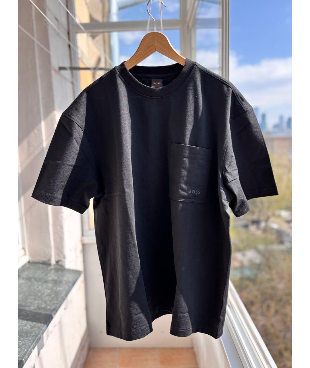 HUGO BOSS Черная хлопковая футболка, фото 4