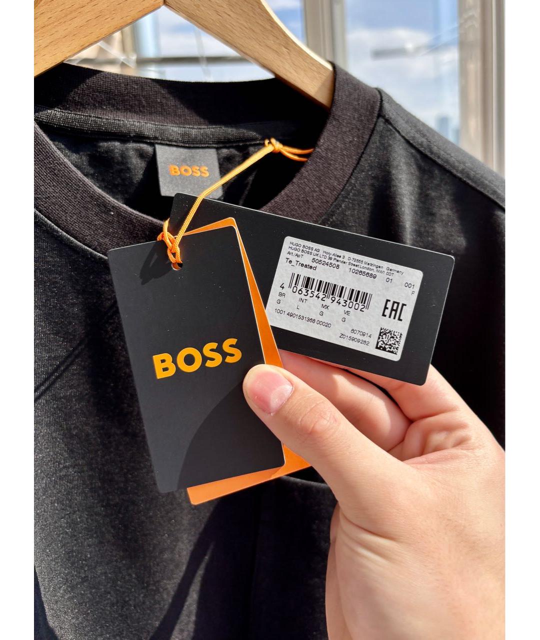 HUGO BOSS Черная хлопковая футболка, фото 3