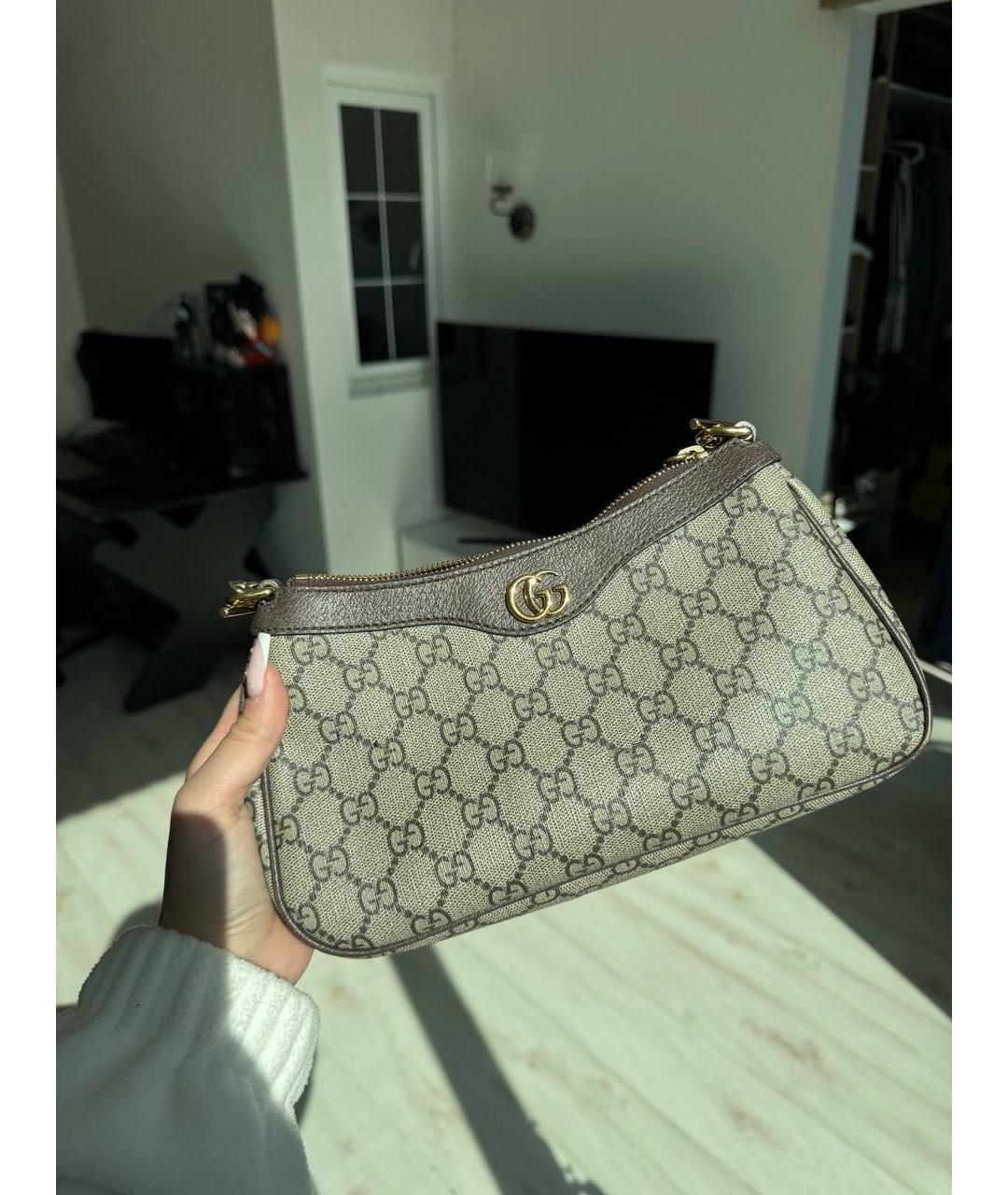 GUCCI Коричневая кожаная сумка через плечо, фото 3