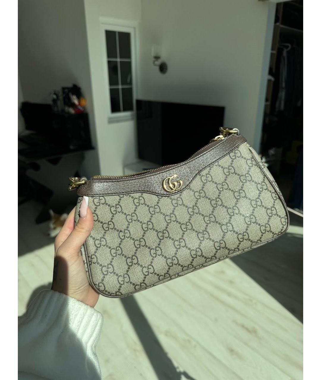 GUCCI Коричневая кожаная сумка через плечо, фото 6