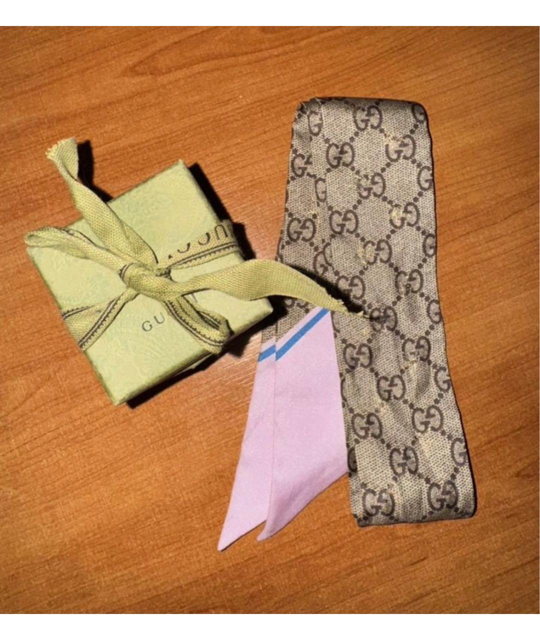 GUCCI Розовый шелковый платок, фото 3