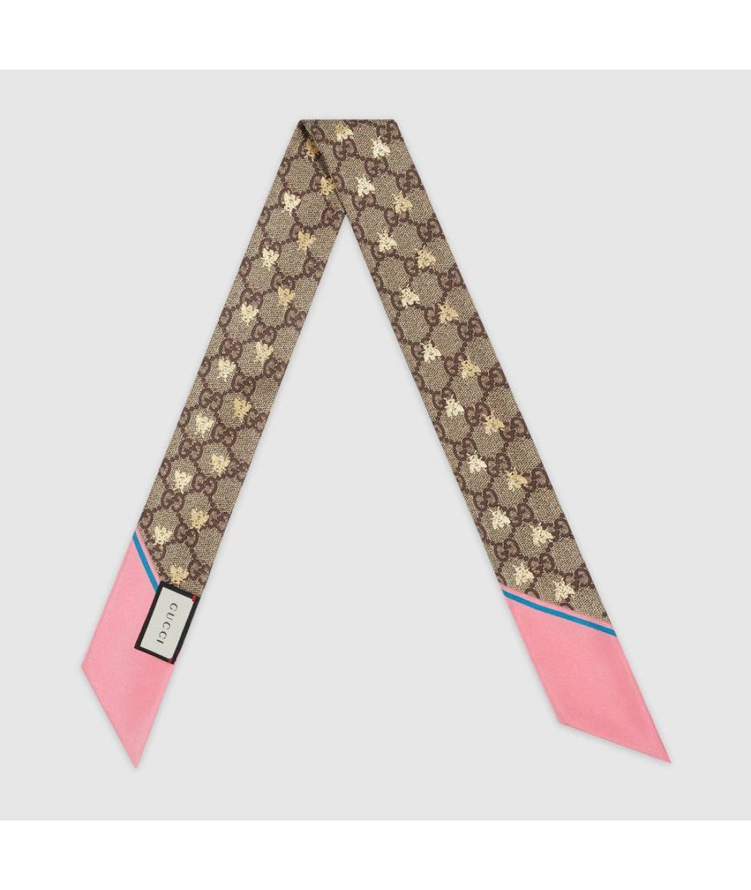 GUCCI Розовый шелковый платок, фото 4