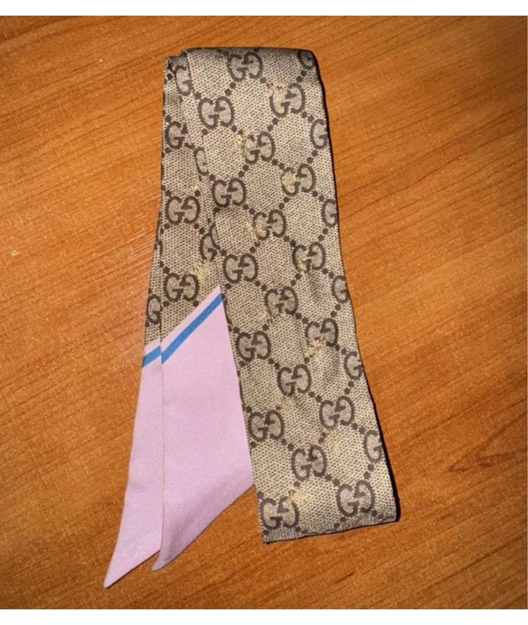 GUCCI Розовый шелковый платок, фото 2