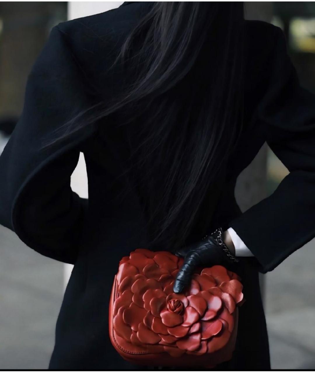 VALENTINO Бордовая кожаная сумка через плечо, фото 7