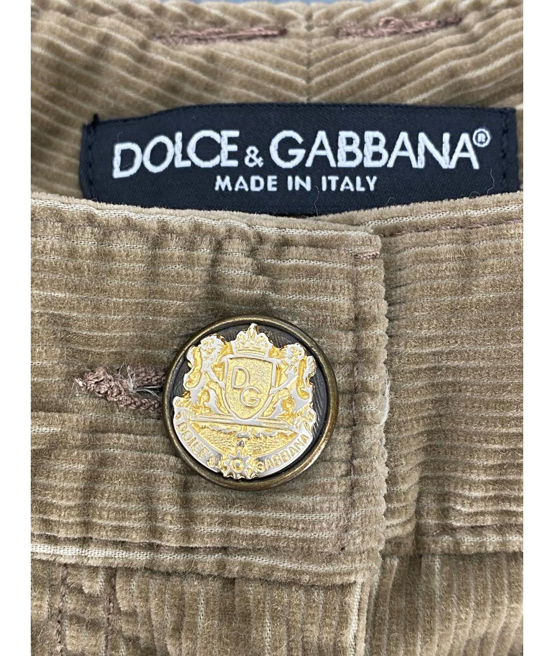DOLCE&GABBANA Бежевые хлопко-эластановые прямые брюки, фото 4