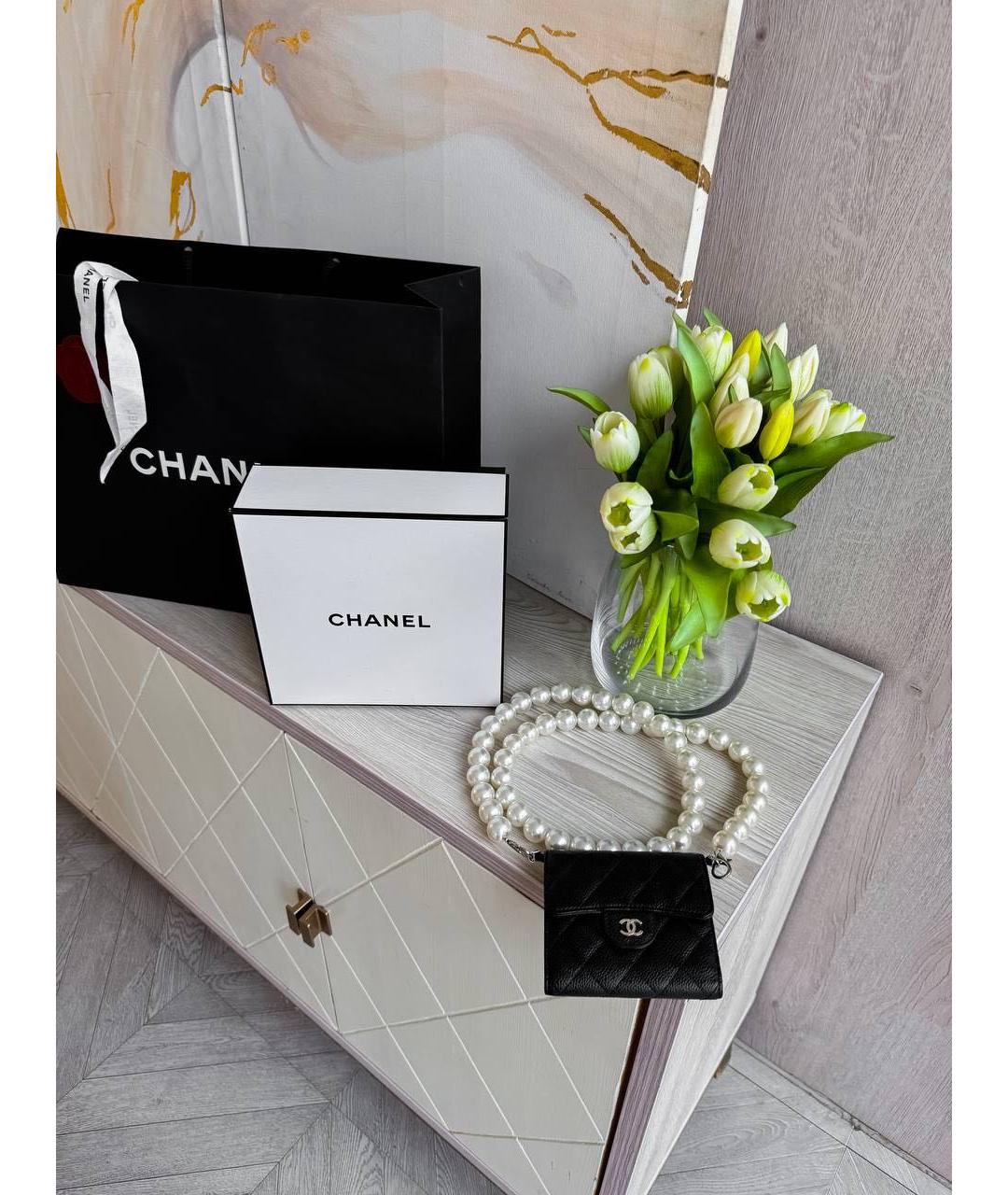 CHANEL Черный кожаный кошелек, фото 5