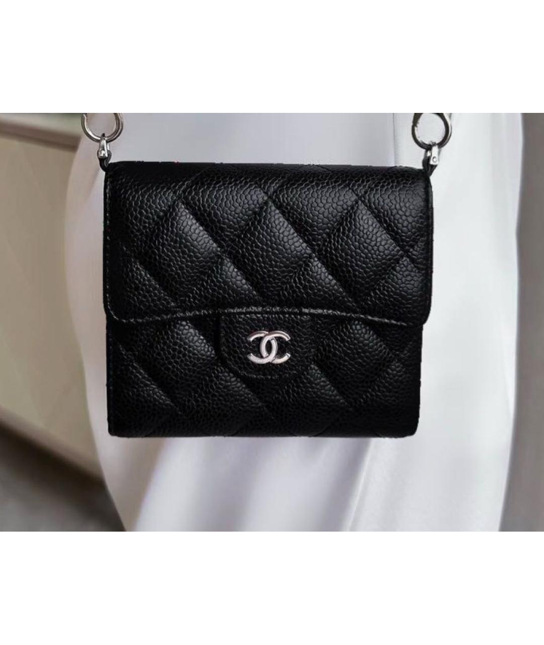 CHANEL Черный кожаный кошелек, фото 6