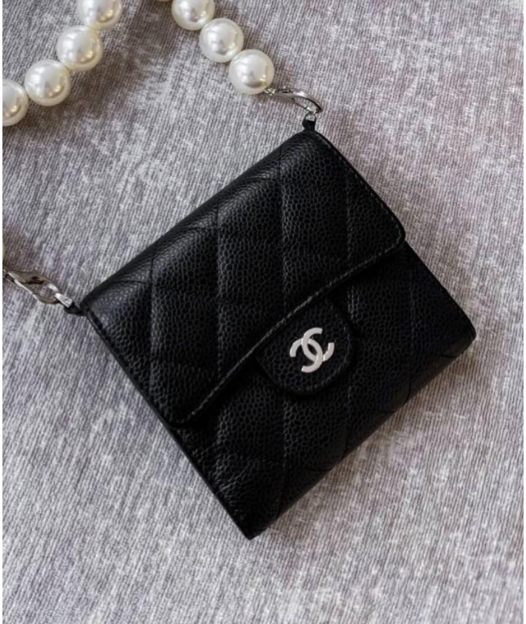 CHANEL Черный кожаный кошелек, фото 2