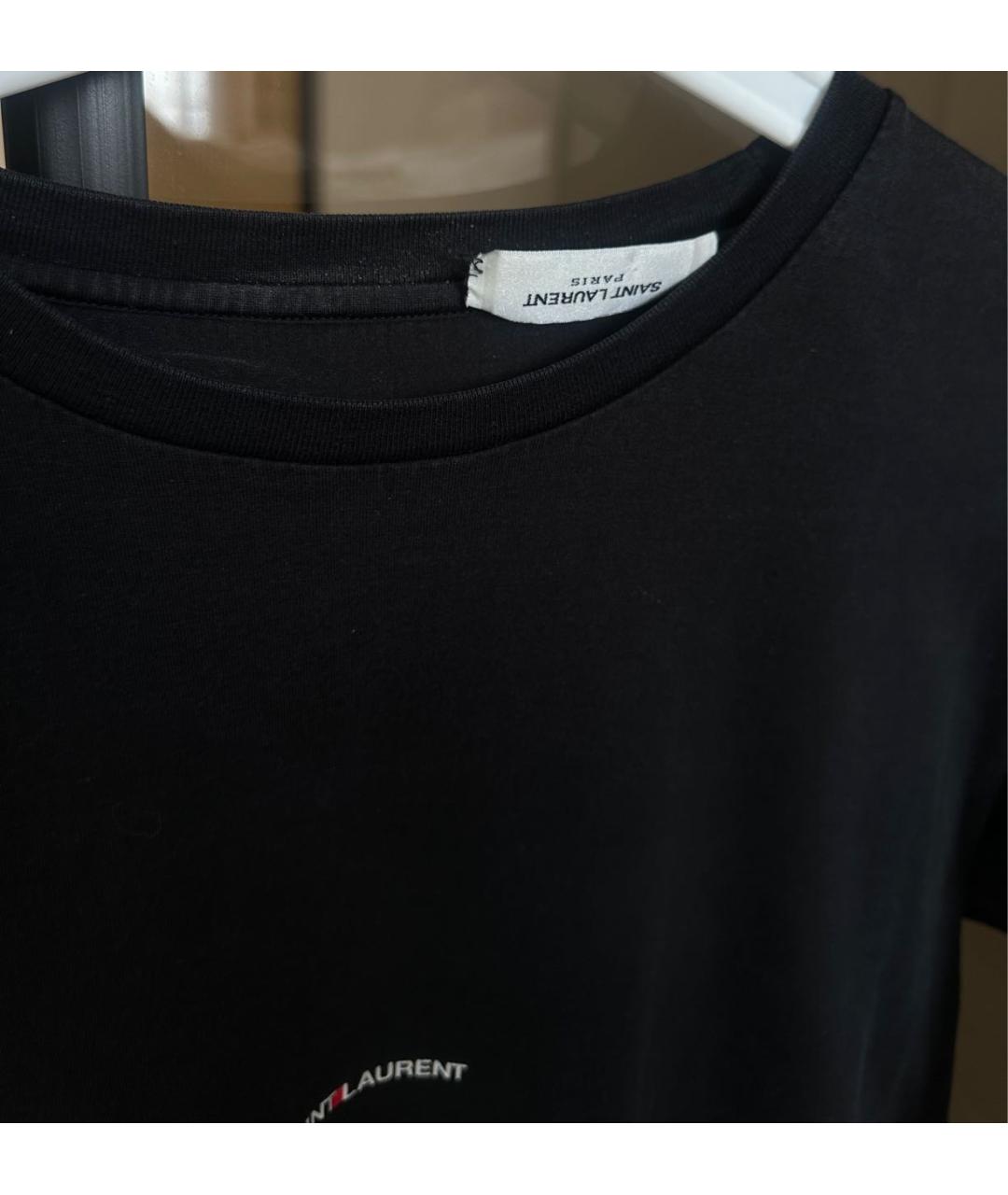 SAINT LAURENT Черная хлопковая футболка, фото 4