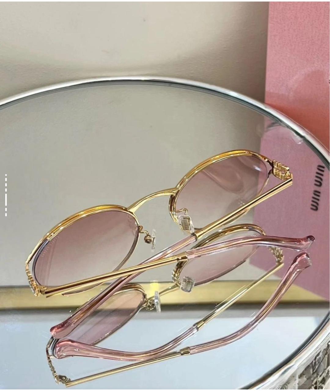 MIU MIU Розовые металлические солнцезащитные очки, фото 5
