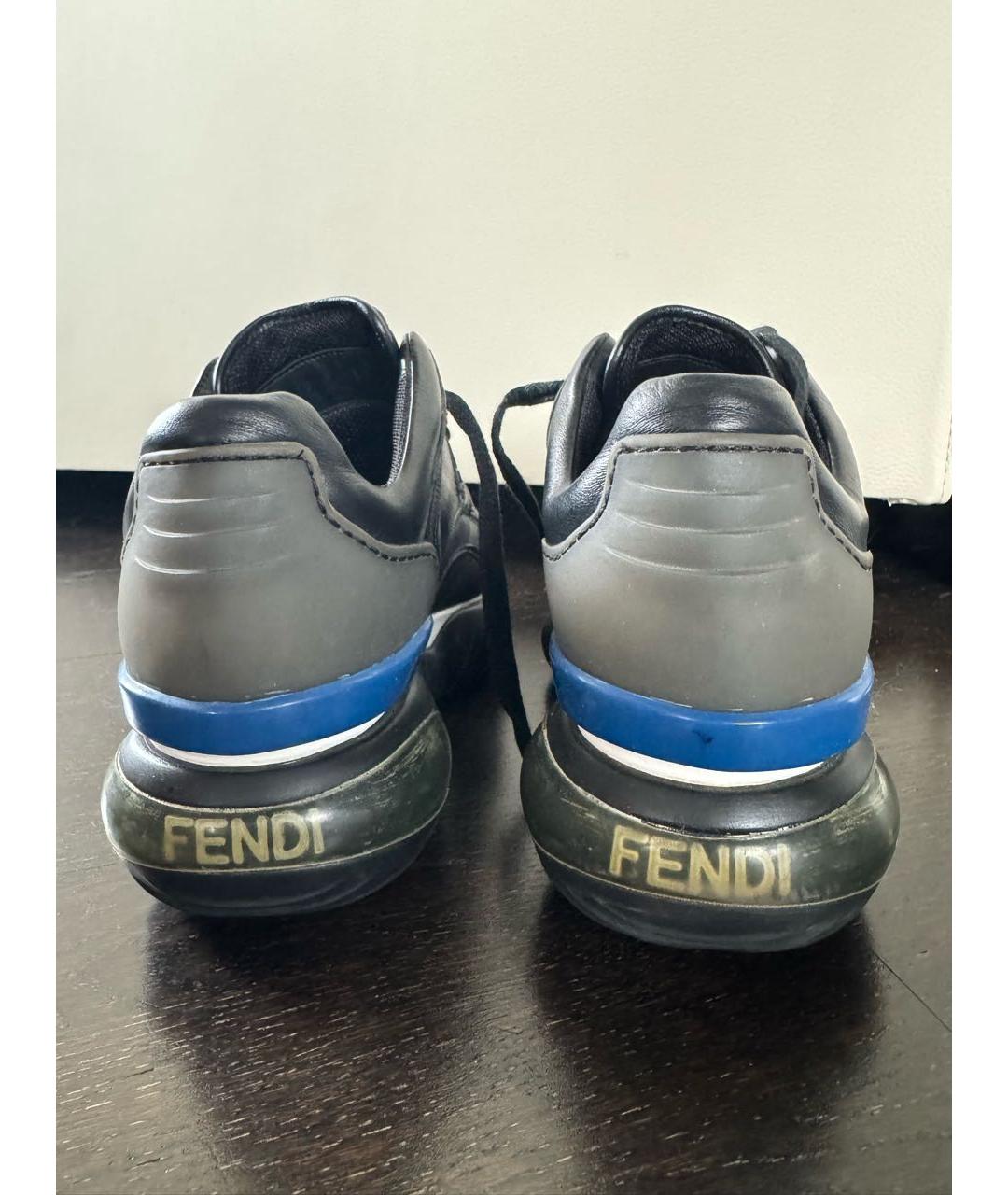 FENDI Черные кожаные кроссовки, фото 5