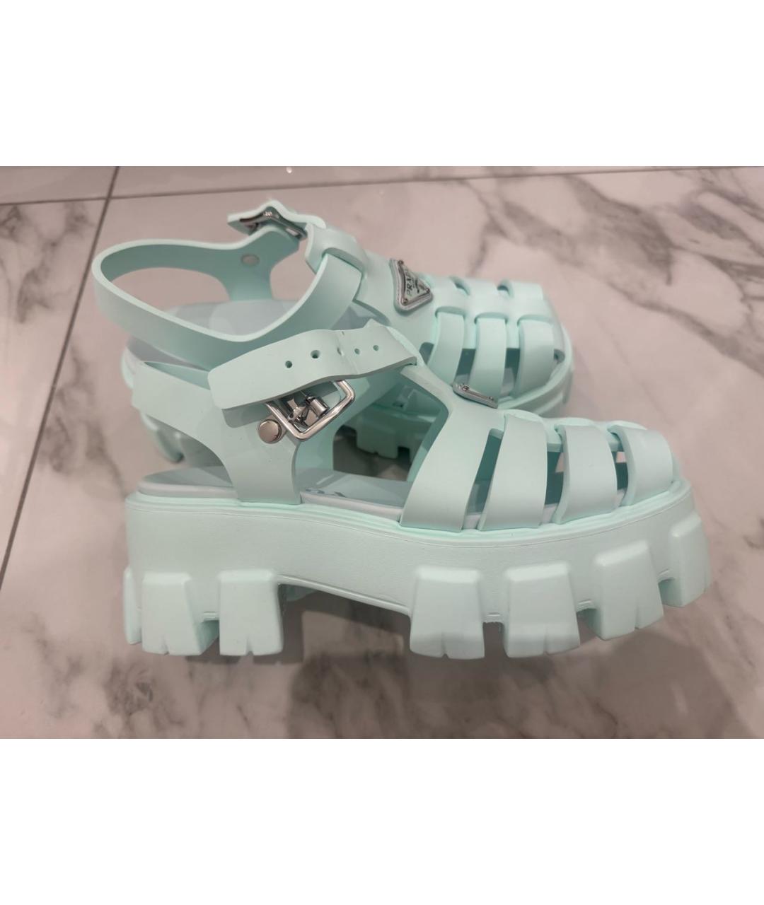 PRADA Салатовые резиновые босоножки, фото 4