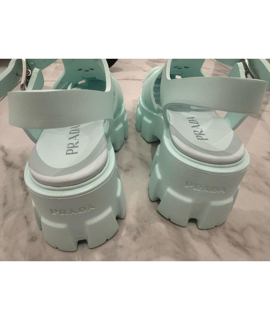 PRADA Салатовые резиновые босоножки, фото 3
