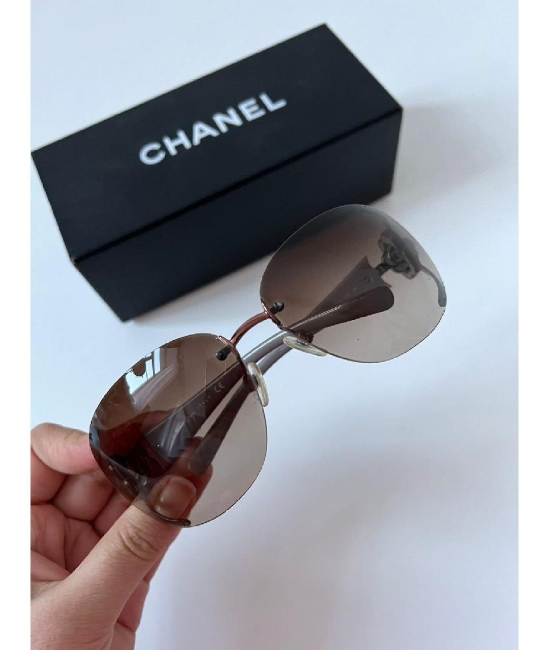 CHANEL Хаки пластиковые солнцезащитные очки, фото 9