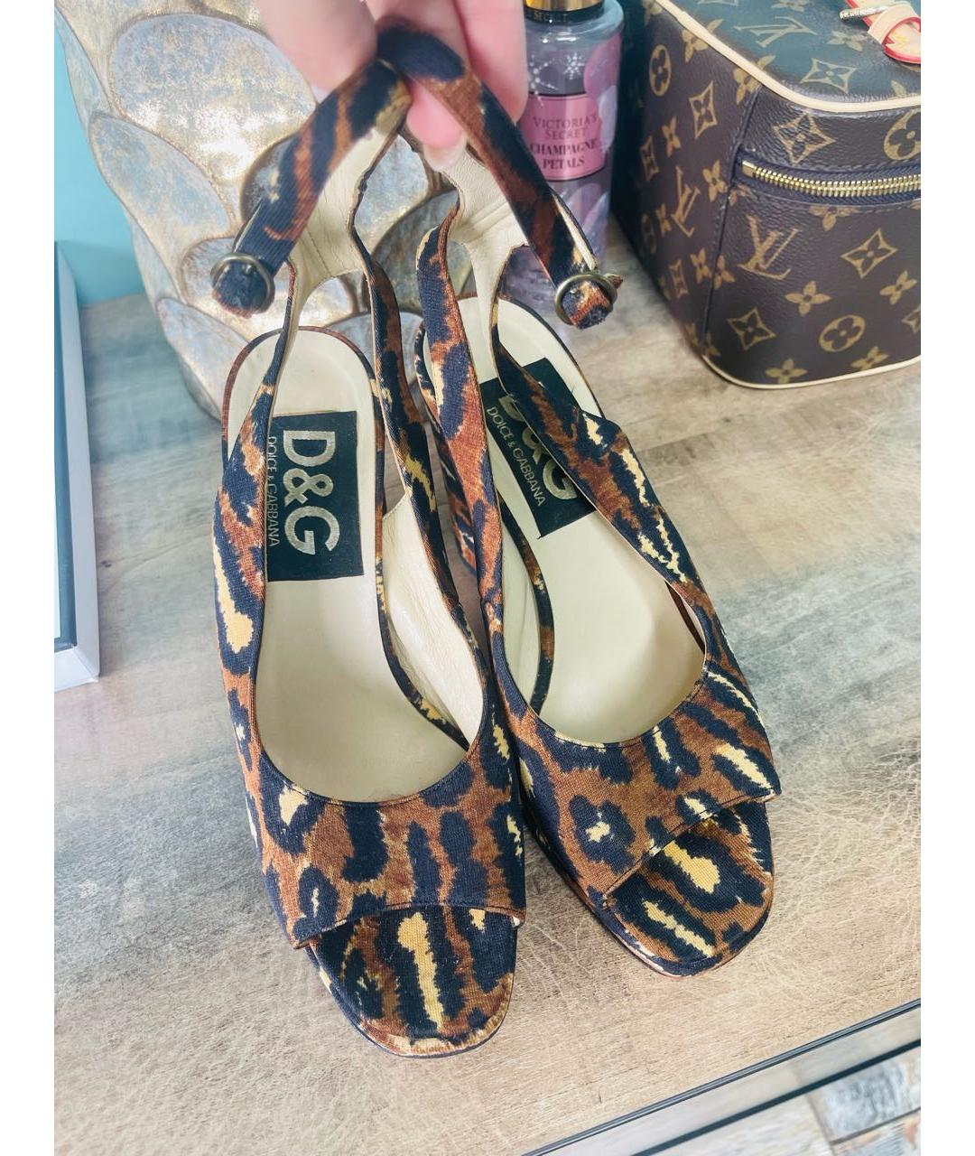 DOLCE&GABBANA Коричневые текстильные босоножки, фото 5