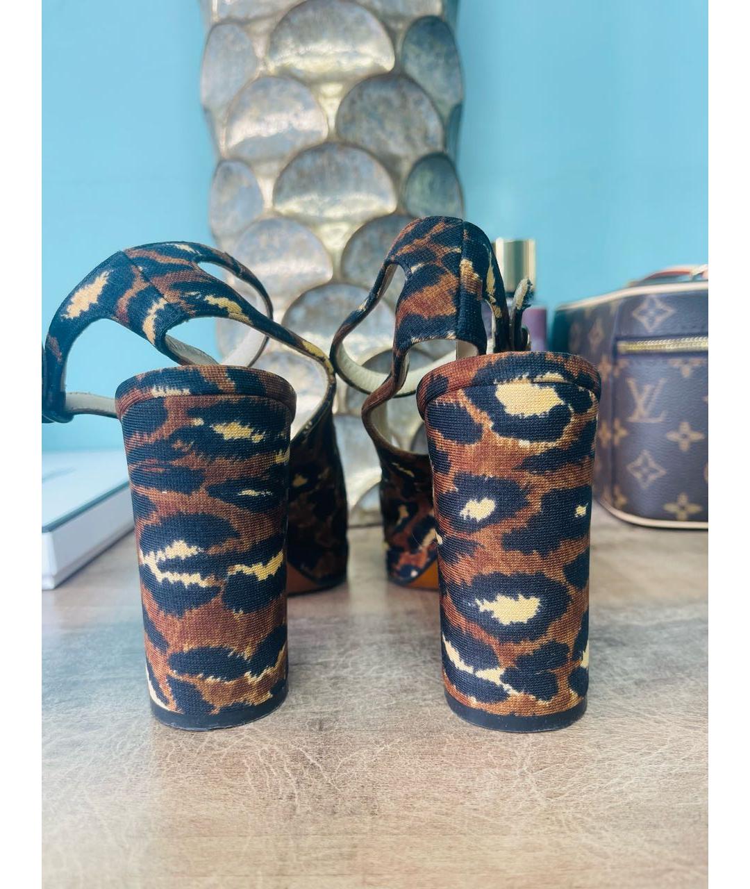DOLCE&GABBANA Коричневые текстильные босоножки, фото 3