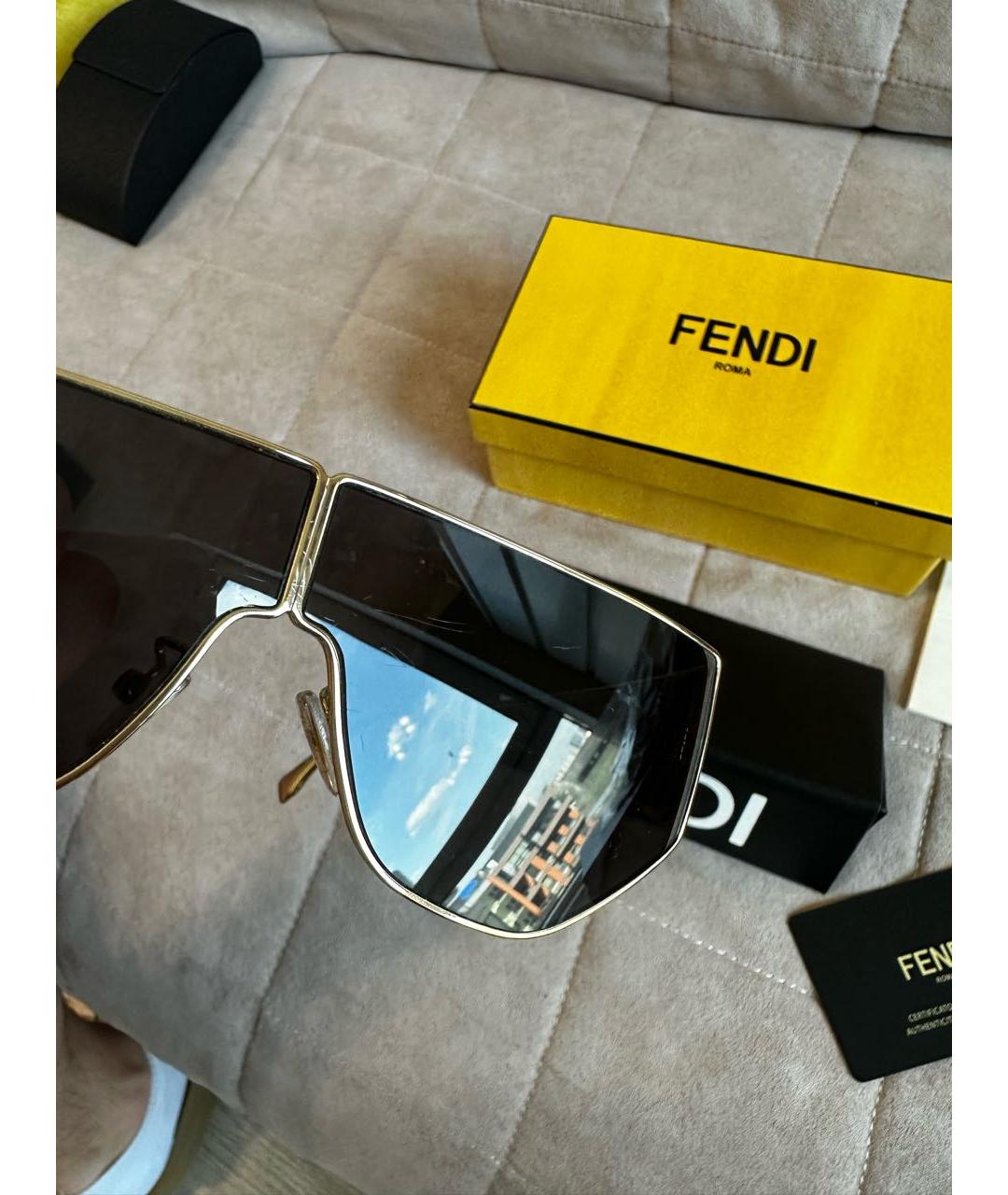 FENDI Черные металлические солнцезащитные очки, фото 8