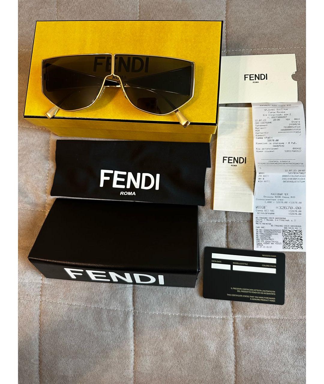 FENDI Черные металлические солнцезащитные очки, фото 9