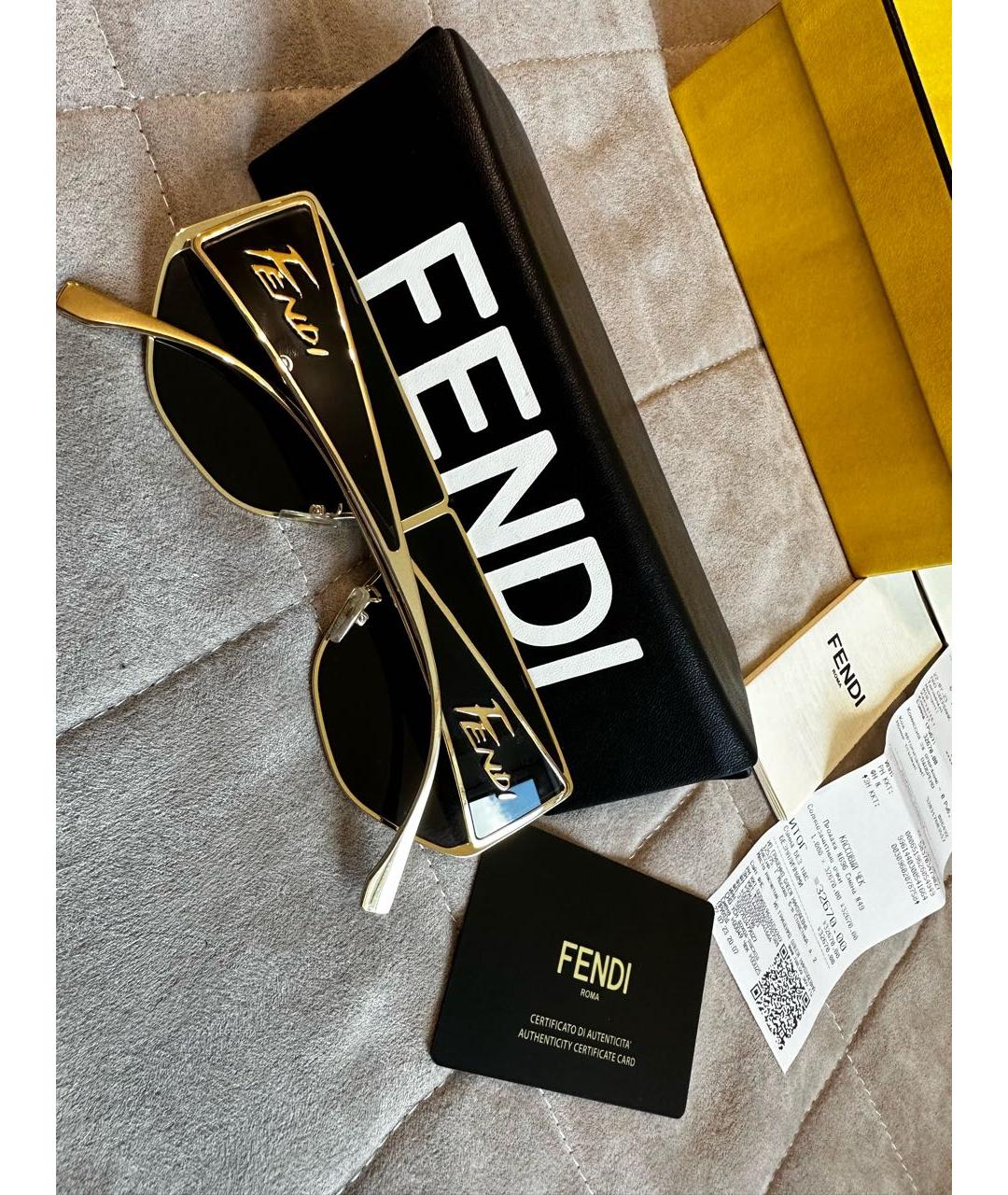 FENDI Черные металлические солнцезащитные очки, фото 3
