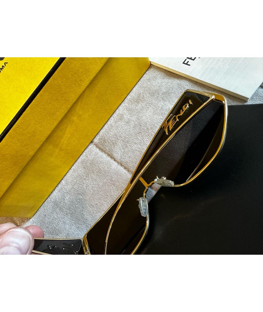 FENDI Черные металлические солнцезащитные очки, фото 5