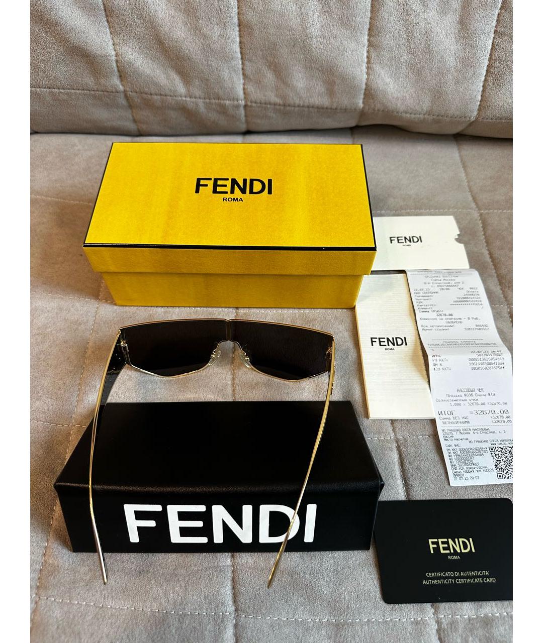 FENDI Черные металлические солнцезащитные очки, фото 6