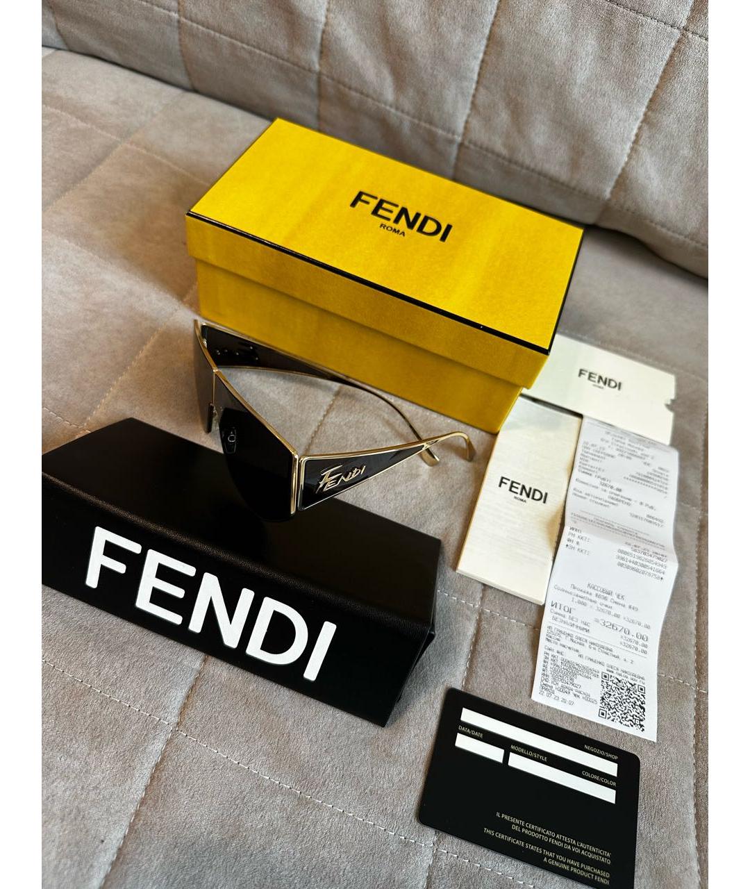 FENDI Черные металлические солнцезащитные очки, фото 2