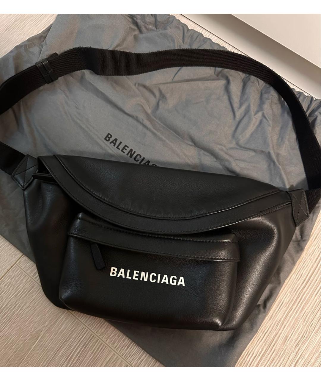 BALENCIAGA Черная кожаная поясная сумка, фото 3