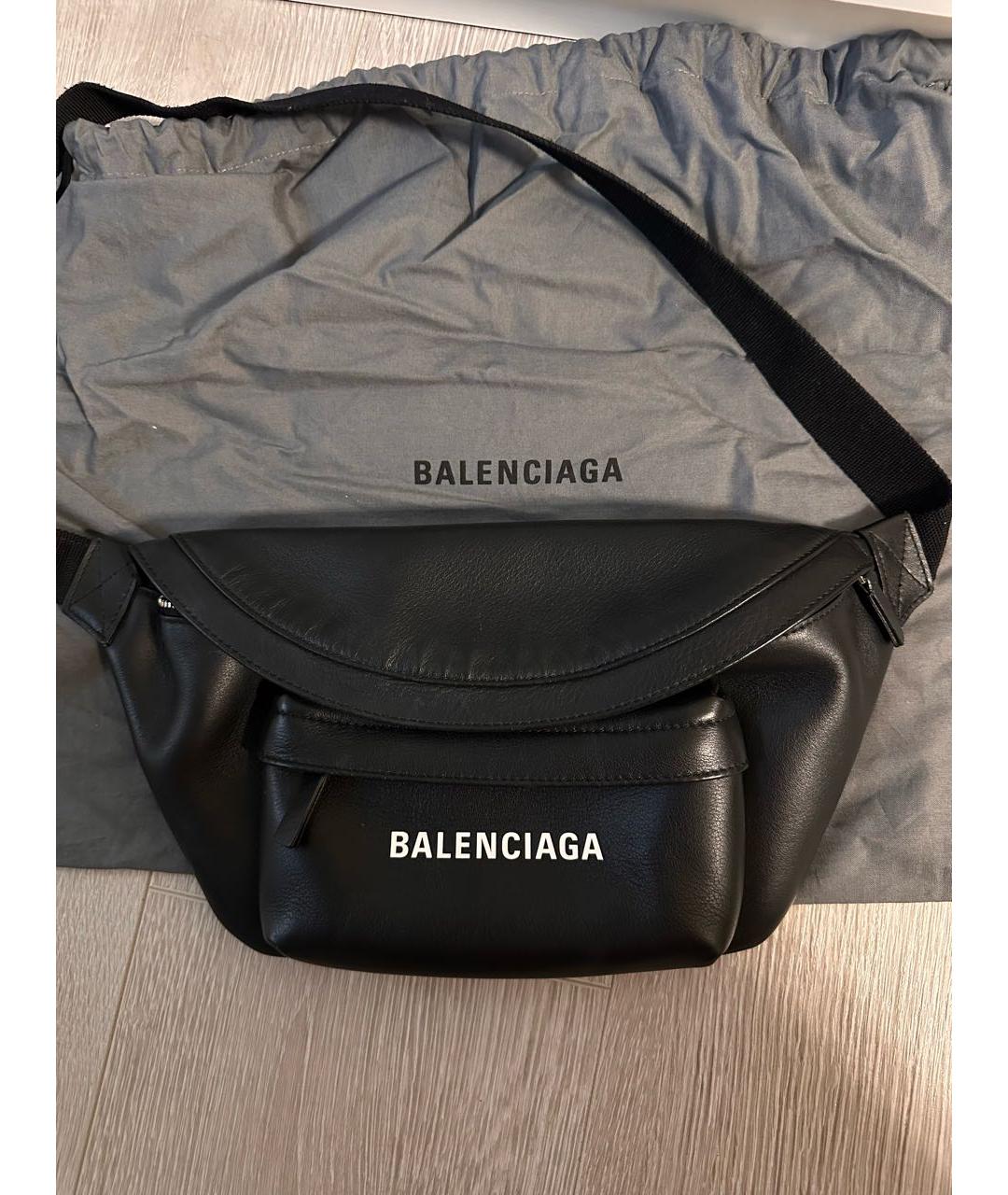 BALENCIAGA Черная кожаная поясная сумка, фото 2