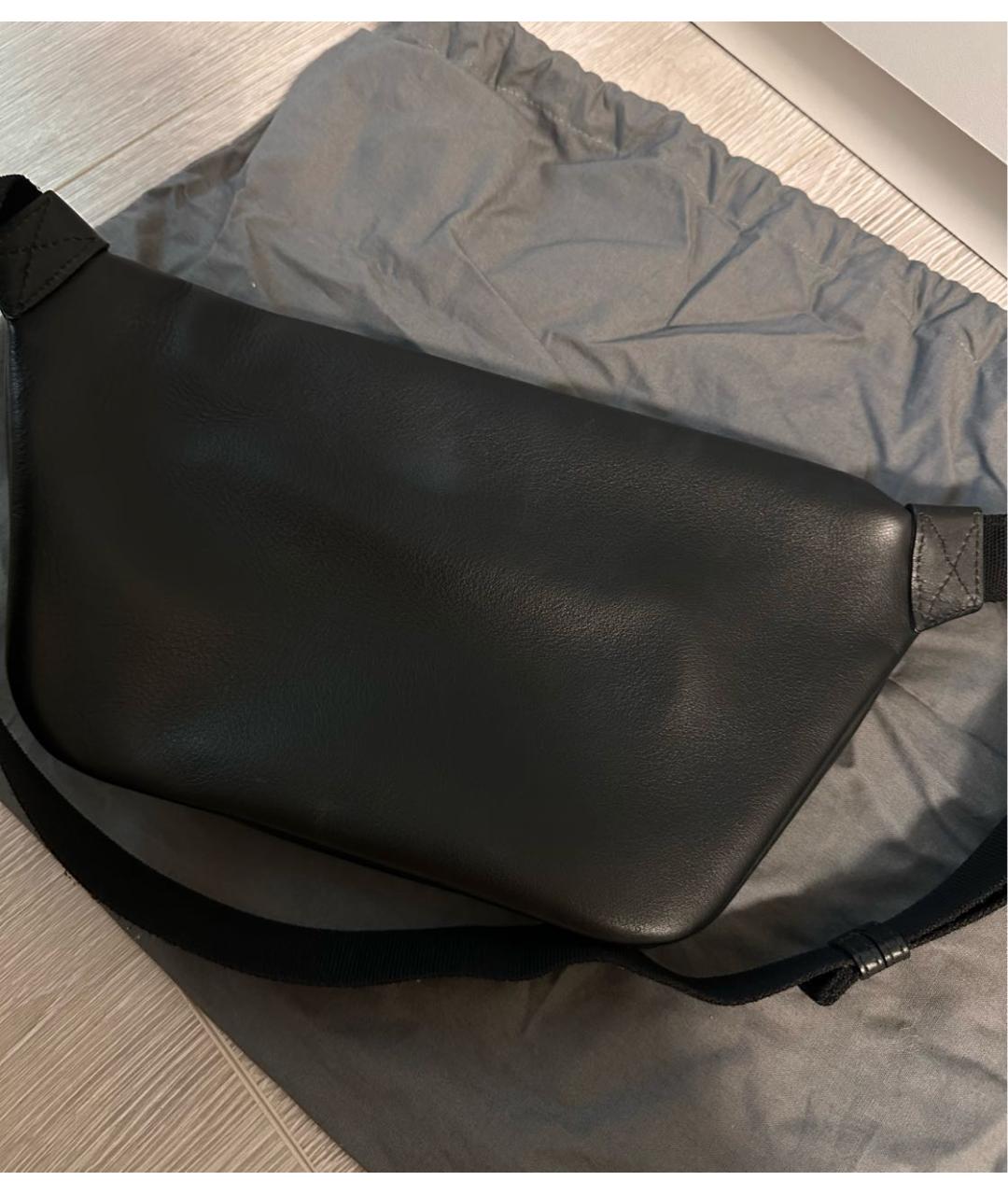 BALENCIAGA Черная кожаная поясная сумка, фото 4